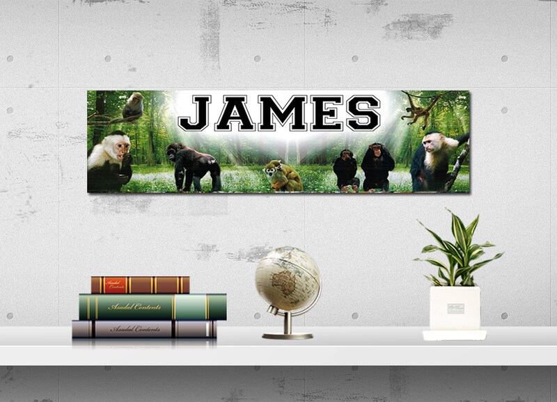 Monkey - Personalized Poster with Your Name, Birthday Banner, Custom Wall Décor, Wall Art